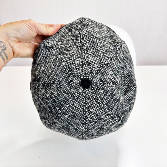 Goorin Brothers Wool Flat Cap Speckled Black and White Charcoal Tweed Size L - Picture 7 of 11